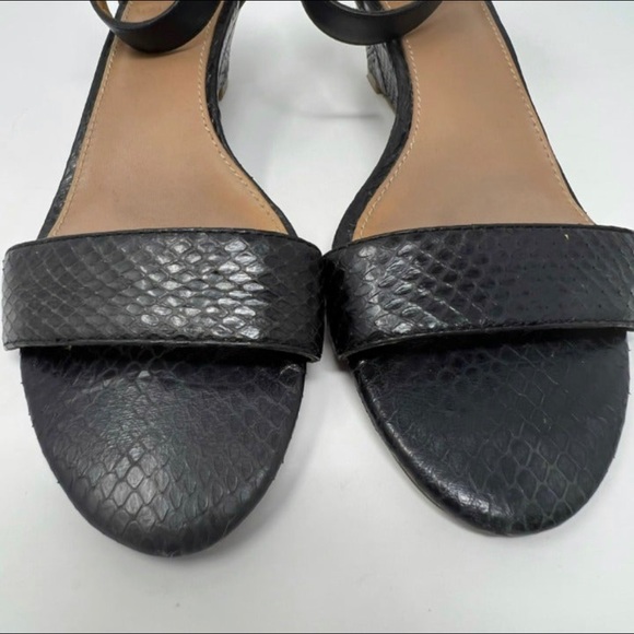 Tory Burch Savannah Wedge Black Gold Sandal Women Size 6 - Picture 5 of 11